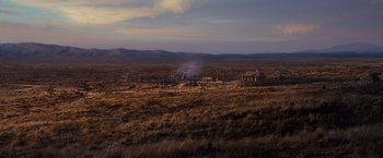 Movie still from “3:10 to Yuma” (2007), directed by James Mangold – An oil field in the middle of the desert; Extreme Wide shot, High angle