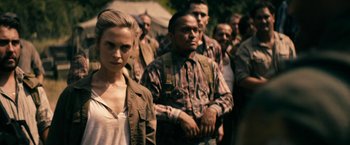 Movie still from “The Boys” (2019), created by Eric Kripke – A group of men and women standing next to each other; Medium shot, Over the shoulder angle