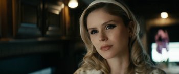 Movie still from “The Boys” (2019), created by Eric Kripke – A person wearing a white head scarf; Close Up shot, Low angle