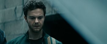 Movie still from “The Boys” (2019), created by Eric Kripke – A person wearing a jacket; Close Up shot, Over the shoulder angle