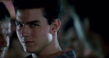 Movie still from “The Color of Money” (1986), directed by Martin Scorsese – A man's face with his eyes closed; Close Up shot, Over the shoulder angle