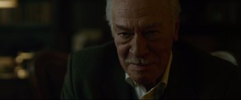 Movie still from “The Girl with the Dragon Tattoo” (2011), directed by David Fincher – An older man with a mustache and a beard; Close Up shot, Low angle