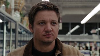 Movie still from “The Hurt Locker” (2008), directed by Kathryn Bigelow – A person wearing a jacket; Close Up shot, Over the shoulder angle