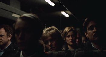 Movie still from “The Lobster” (2015), directed by Yorgos Lanthimos – Two women are sitting on a bus together; Close Up shot, Over the shoulder angle