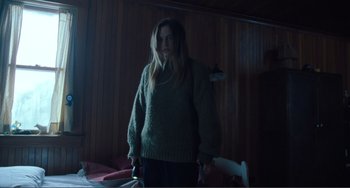 Movie still from “The Lodge” (2019), directed by Severin Fiala – Medium shot, Low angle