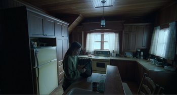 Movie still from “The Lodge” (2019), directed by Severin Fiala – Wide shot, High angle