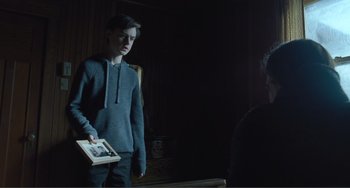 Movie still from “The Lodge” (2019), directed by Severin Fiala – Medium shot, Over the shoulder angle