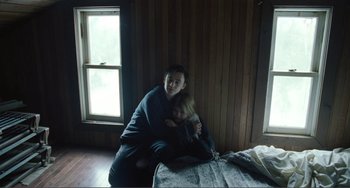 Movie still from “The Lodge” (2019), directed by Severin Fiala – Medium shot, High angle