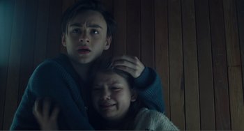 Movie still from “The Lodge” (2019), directed by Severin Fiala – Close Up shot, Low angle