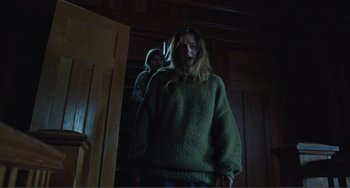 Movie still from “The Lodge” (2019), directed by Severin Fiala – Medium shot, Low angle