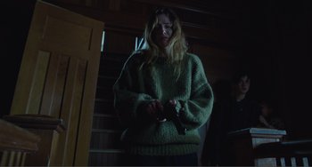 Movie still from “The Lodge” (2019), directed by Severin Fiala – Medium shot, Low angle