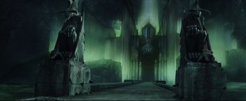 Movie still from “The Lord of the Rings: The Return of the King” (2003), directed by Peter Jackson – An image of a dark and mysterious place; Extreme Wide shot, Low angle