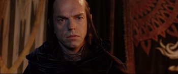 Movie still from “The Lord of the Rings: The Return of the King” (2003), directed by Peter Jackson – A person with long hair; Close Up shot, Over the shoulder angle