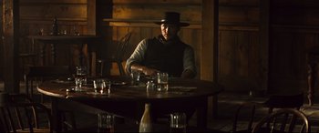 Movie still from “The Magnificent Seven” (2016), directed by Antoine Fuqua – Medium shot, Over the shoulder angle