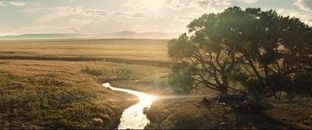 Movie still from “The Magnificent Seven” (2016), directed by Antoine Fuqua – Extreme Wide shot, High angle