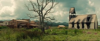 Movie still from “The Magnificent Seven” (2016), directed by Antoine Fuqua – Extreme Wide shot, Low angle