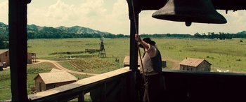Movie still from “The Magnificent Seven” (2016), directed by Antoine Fuqua – Extreme Wide shot, High angle
