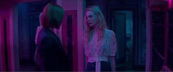 Movie still from “The Neon Demon” (2016), directed by Nicolas Winding Refn – Medium shot, Over the shoulder angle