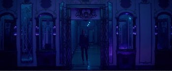 Movie still from “The Neon Demon” (2016), directed by Nicolas Winding Refn – Wide shot, Low angle