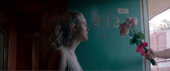 Movie still from “The Neon Demon” (2016), directed by Nicolas Winding Refn – Close Up shot, Over the shoulder angle