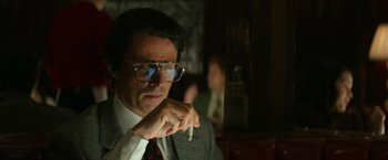 Movie still from “The Offer” (2022), directed by Dexter Fletcher – Close Up shot, Over the shoulder angle