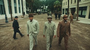 Movie still from “The Underground Railroad” (2021), directed by Barry Jenkins – Wide shot, Low angle