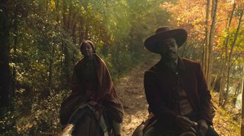 Movie still from “The Underground Railroad” (2021), directed by Barry Jenkins – Wide shot, Over the shoulder angle