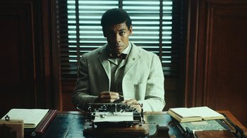 Movie still from “The Underground Railroad” (2021), directed by Barry Jenkins – Medium shot, Low angle