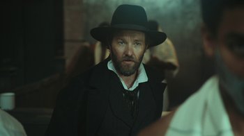 Movie still from “The Underground Railroad” (2021), directed by Barry Jenkins – Close Up shot, Low angle