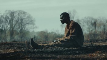 Movie still from “The Underground Railroad” (2021), directed by Barry Jenkins – Wide shot, Low angle