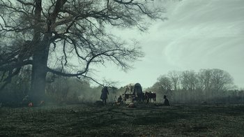 Movie still from “The Underground Railroad” (2021), directed by Barry Jenkins – Extreme Wide shot, Low angle