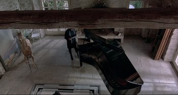 Movie still from “Three Colors: Blue” (1993), directed by Krzysztof Kieslowski – Wide shot, Overhead angle