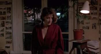 Movie still from “Three Colors: Blue” (1993), directed by Krzysztof Kieslowski – Medium shot, Over the shoulder angle