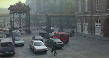 Movie still from “Three Colors: White” (1994), directed by Krzysztof Kieslowski – Extreme Wide shot, High angle