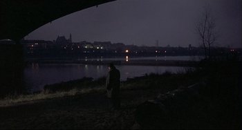 Movie still from “Three Colors: White” (1994), directed by Krzysztof Kieslowski – Extreme Wide shot, Over the shoulder angle