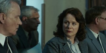 Movie still from “Chernobyl” (2019), directed by Johan Renck – A man and a woman are looking at each other; Close Up shot, Over the shoulder angle
