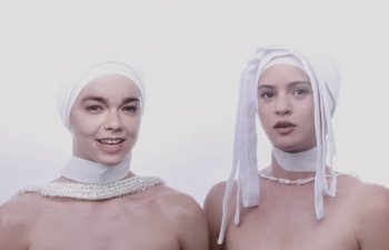 Movie still from “Björk, Rosalía - Oral” (2023), directed by Carlota Guerrero – Close Up shot, Low angle