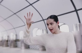 Movie still from “Björk, Rosalía - Oral” (2023), directed by Carlota Guerrero – Medium shot, Low angle
