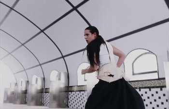 Movie still from “Björk, Rosalía - Oral” (2023), directed by Carlota Guerrero – Medium shot, Low angle