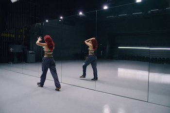Movie still from “Dua Lipa - Houdini” (2023), directed by Manu Cossu – Wide shot, High angle