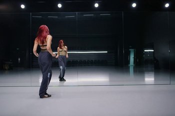 Movie still from “Dua Lipa - Houdini” (2023), directed by Manu Cossu – Wide shot, High angle