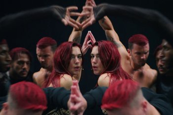 Movie still from “Dua Lipa - Houdini” (2023), directed by Manu Cossu – Extreme Close Up shot, Overhead angle