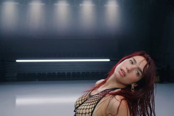 Movie still from “Dua Lipa - Houdini” (2023), directed by Manu Cossu – Close Up shot, Low angle