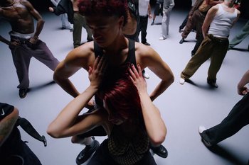 Movie still from “Dua Lipa - Houdini” (2023), directed by Manu Cossu – Medium shot, Overhead angle