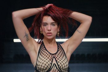 Movie still from “Dua Lipa - Houdini” (2023), directed by Manu Cossu – Close Up shot, Low angle