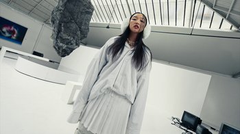 Movie still from “Audrey Nuna - Locket” (2023), directed by Valentin Petit – Medium shot, Low angle