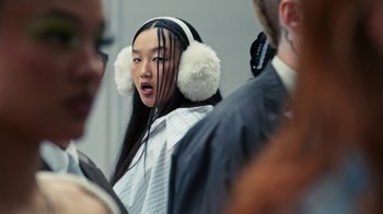 Movie still from “Audrey Nuna - Locket” (2023), directed by Valentin Petit – Close Up shot, Over the shoulder angle