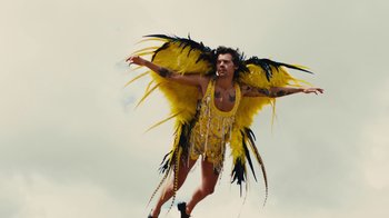 Movie still from “Harry Styles - Daylight” (2023), directed by Tanu Muiño – Wide shot, Low angle