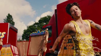 Movie still from “Harry Styles - Daylight” (2023), directed by Tanu Muiño – Medium shot, Low angle