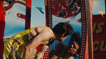 Movie still from “Harry Styles - Daylight” (2023), directed by Tanu Muiño – Medium shot, Over the shoulder angle